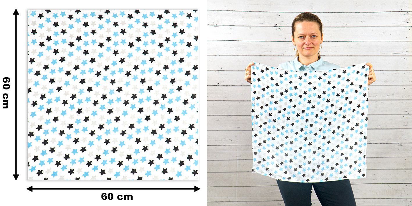 Pielucha bambusowa 60x60 gwiazdki czarno niebieskie